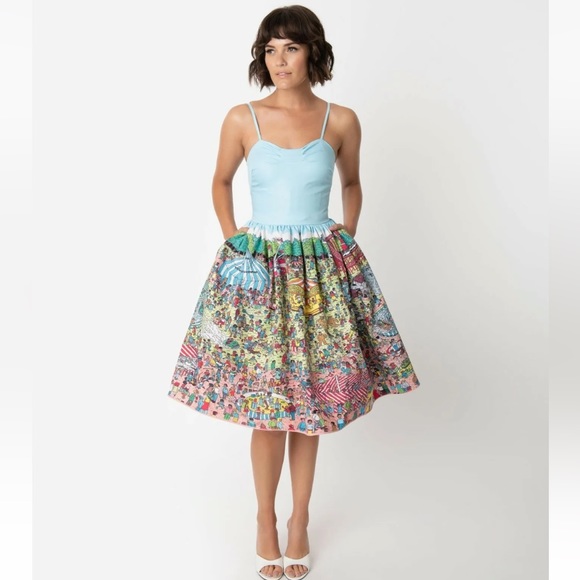 Modcloth Dresses & Skirts - Modcloth Unique Vintage Where's Waldo Fairground Summer Darcy Swing Dress Large